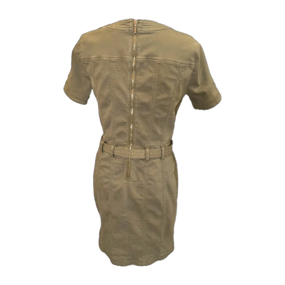 White House Black Market Shirt Dress Womens 6 Olive Green Belted Utility Stretch - Picture 2 of 9